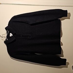 J. Crew Polo Style Pullover Long Sleeve Sweater Black Sz Small